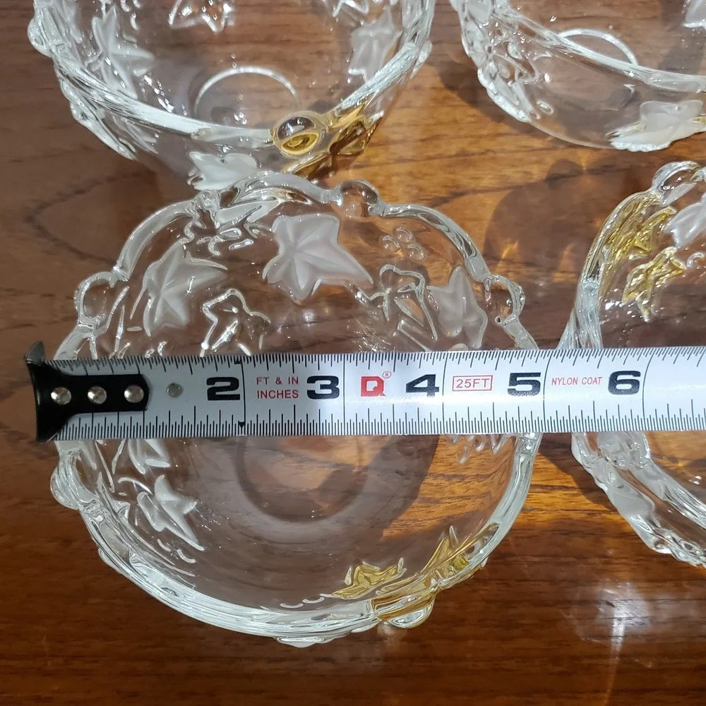 Mikasa Crystal Parisian GOLDEN IVY Fruit Dessert Bowls - set‎ of 4